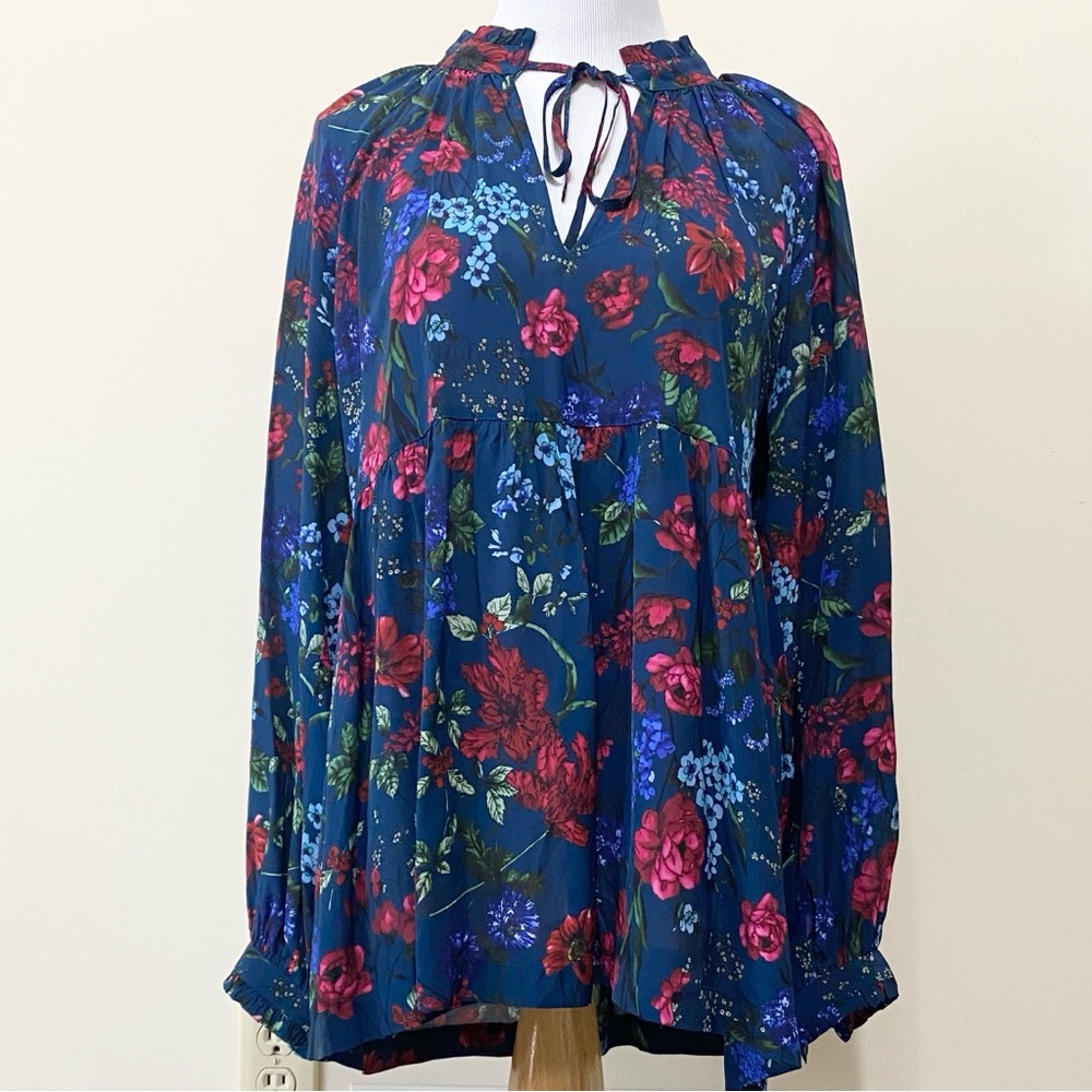 Hatch The Alana Top Blue Queen Floral Maternity Blouse